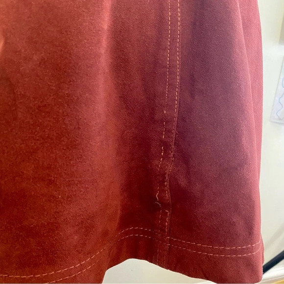 Suede Retro Mini Button Down Skirt - Picture 7 of 9